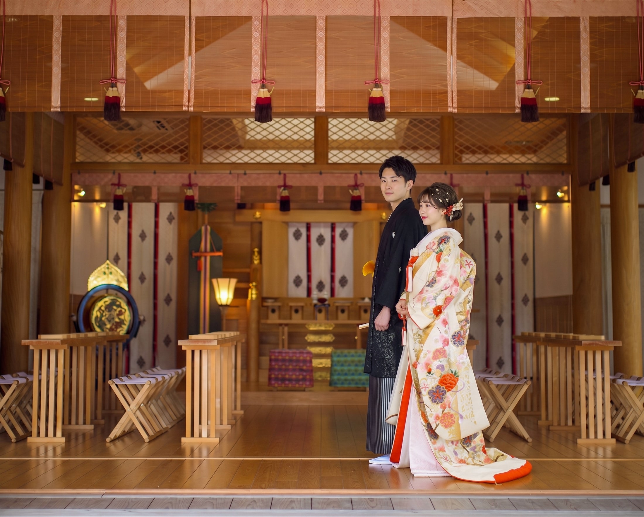 賀寿殿での神前式
